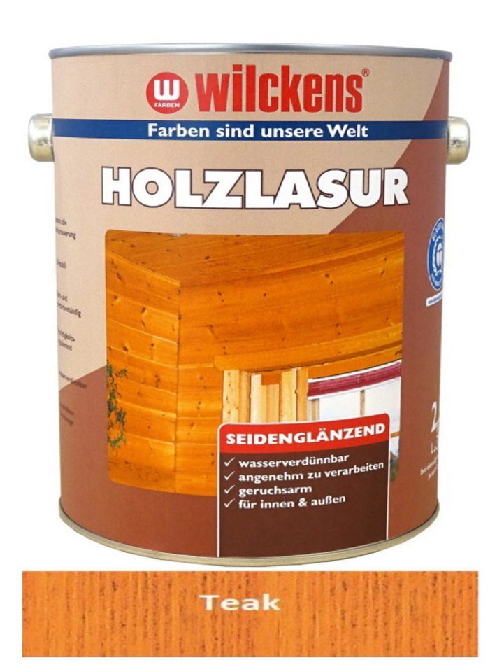 Wilckens Liter Lasur Holzlasur Teak Farben 2,5 Seidenglänzend