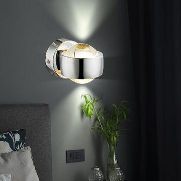 etc-shop LED Wandleuchte, Leuchtmittel inklusive, Warmweiß, 2x LED Wand Lampen Esszimmer Glas Kugel Strahler UP & DOWN Küchen Spot