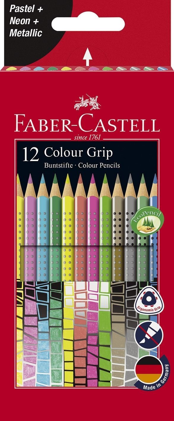 Faber-Castell Kugelschreiber FABER-CASTELL 201569 Buntstift Colour GRIP 12 Farben Sonderfarbset