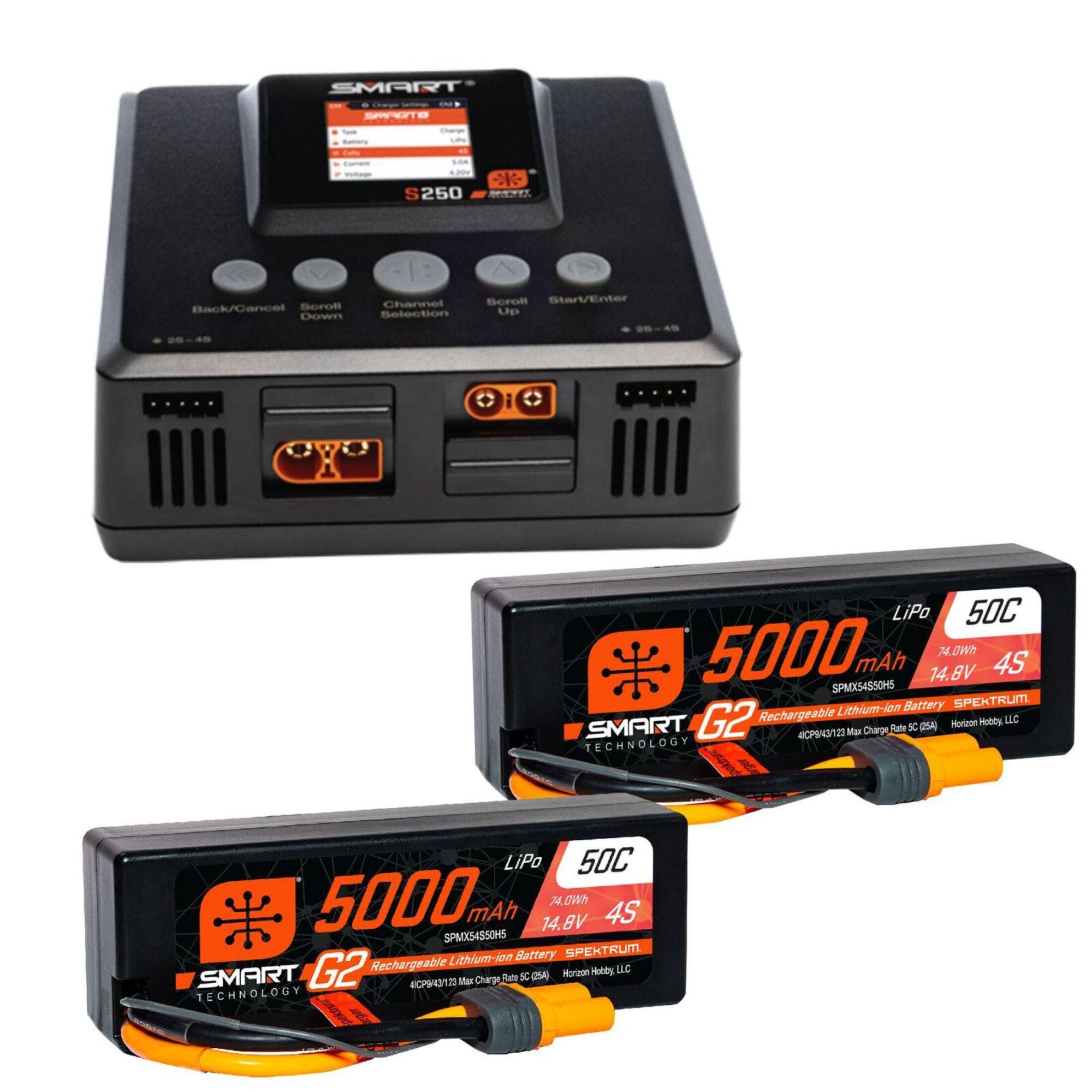 Spektrum Smart 8S Bundle 2x 14,8V 4S G2 5000mAh Lipo Akku IC5, S250 La RC-Fernsteuerung