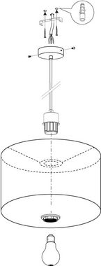 EGLO Hängeleuchte PASTERI, Leuchtmittel wechselbar, ohne Leuchtmittel, weiß / Ø38 x H110 cm / exkl. 1 x E27 (je max. 60W) / Lampe aus Stoff