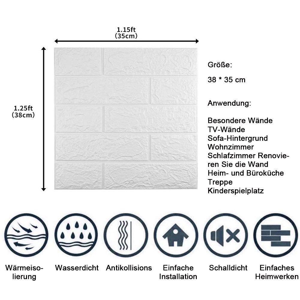 Minicloss 3D-Tapete 10 stück selbstklebende Wandpaneele 35x38 cm, (10 St), günstig online kaufen