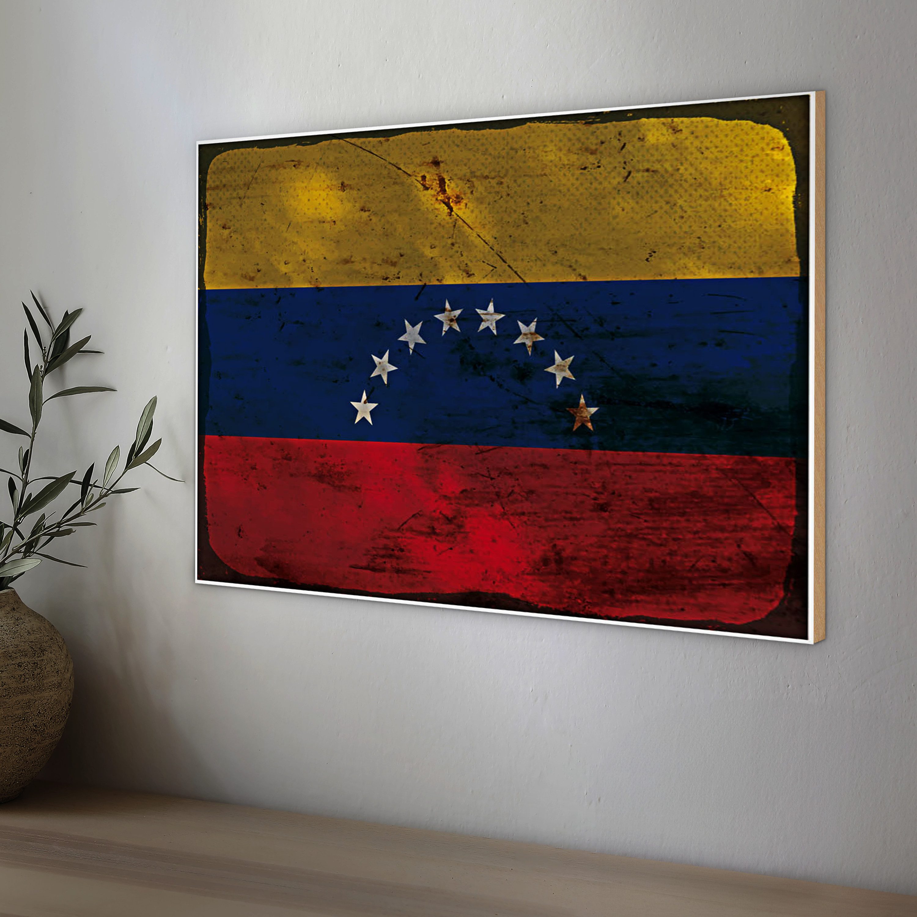Roomando Holzbild Flagge Venezuela 40x30cm Flag Venezuela Rost
