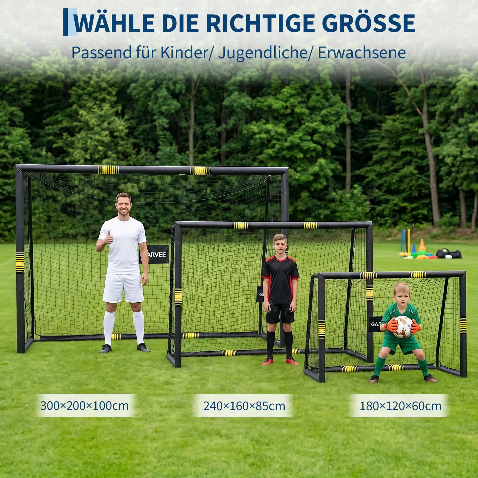 GarveeMore Fußballtor Fußballtor Für Garten Kinder 180/240/300cm Fussballtor Outdoor
