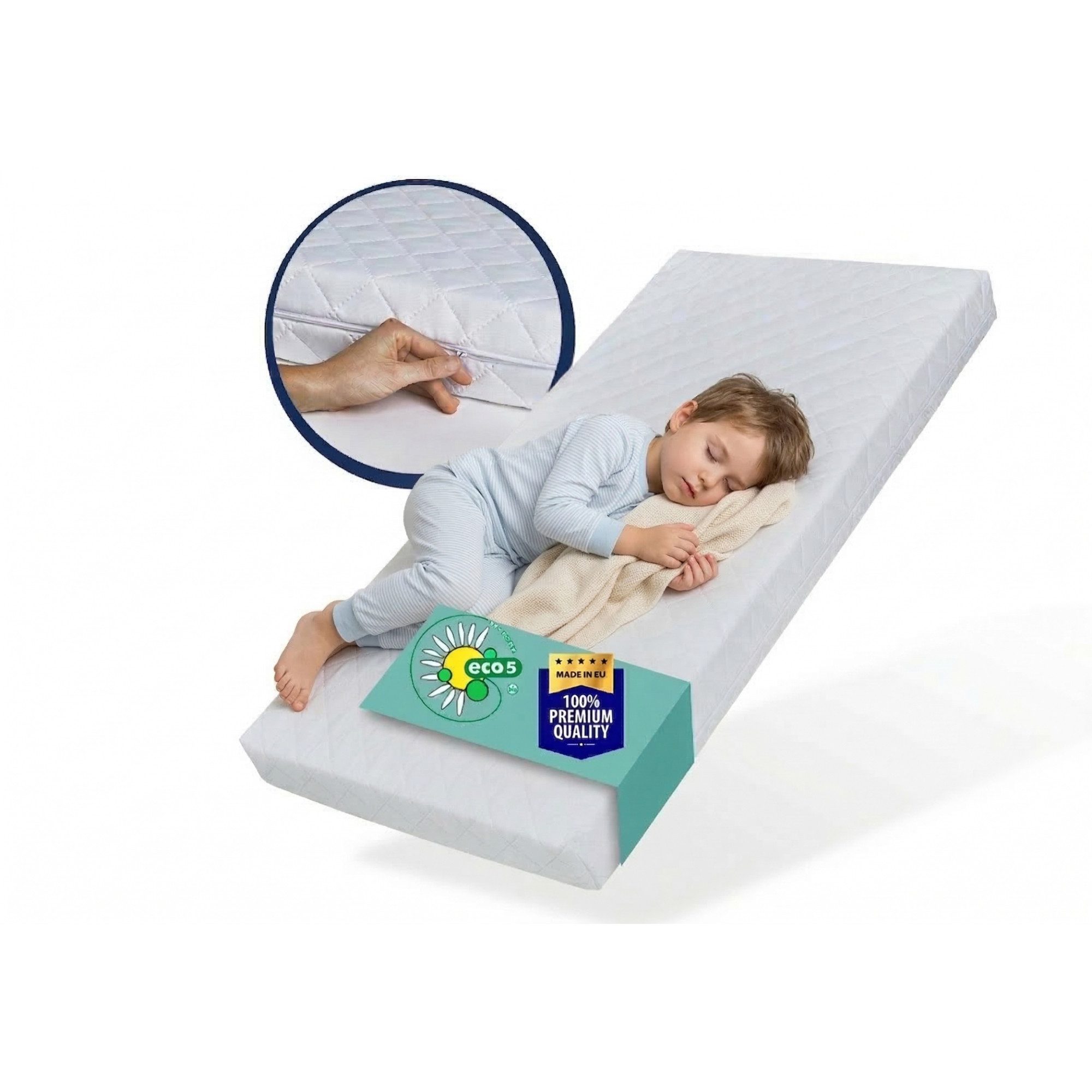 Kindermatratze SMART, Babymatratze mit abnehmbarem Bezug, waschbar bei 60°C, Kids Collective, 8 cm hoch, (Hergestellt in der EU), für Kinderbett, 170x80 cm, 8cm hoch, eco5 zertifiziert