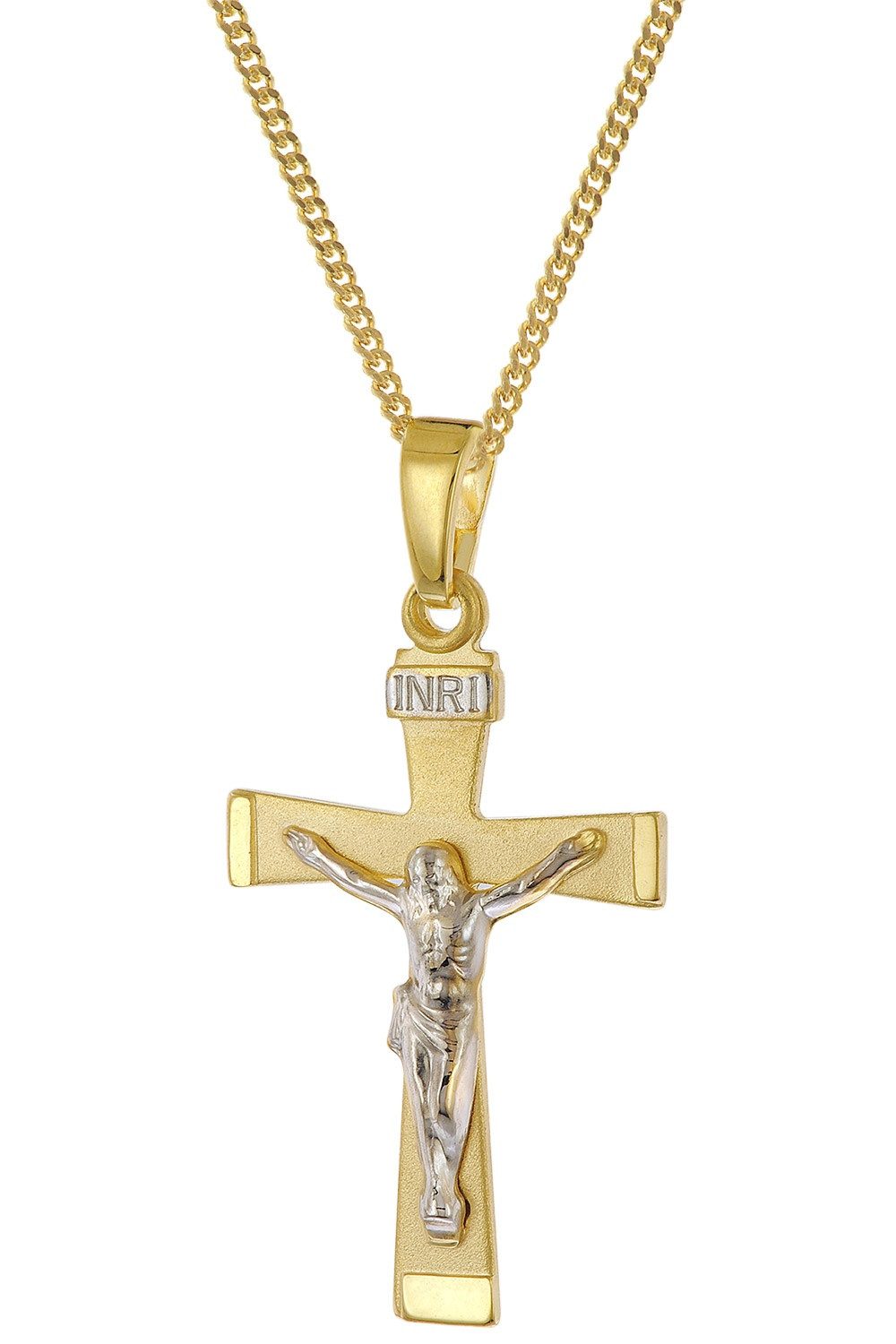 trendor Panzerkette Kruzifix-Anhänger 22 mm mit Kette 925 Silber vergoldet günstig online kaufen