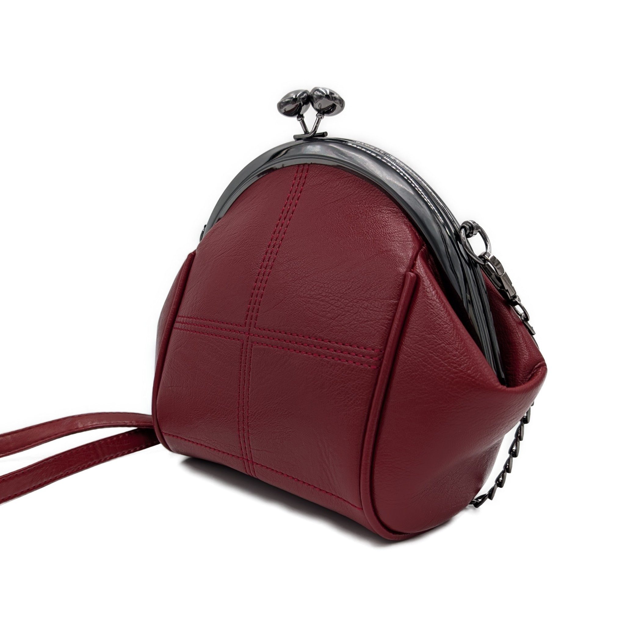 Mera Vellon Handtasche Damen Schultertasche "Varela" Umhängetasche mit Clipverschluss, Veganes Leder mit praktischem Clipverschluss