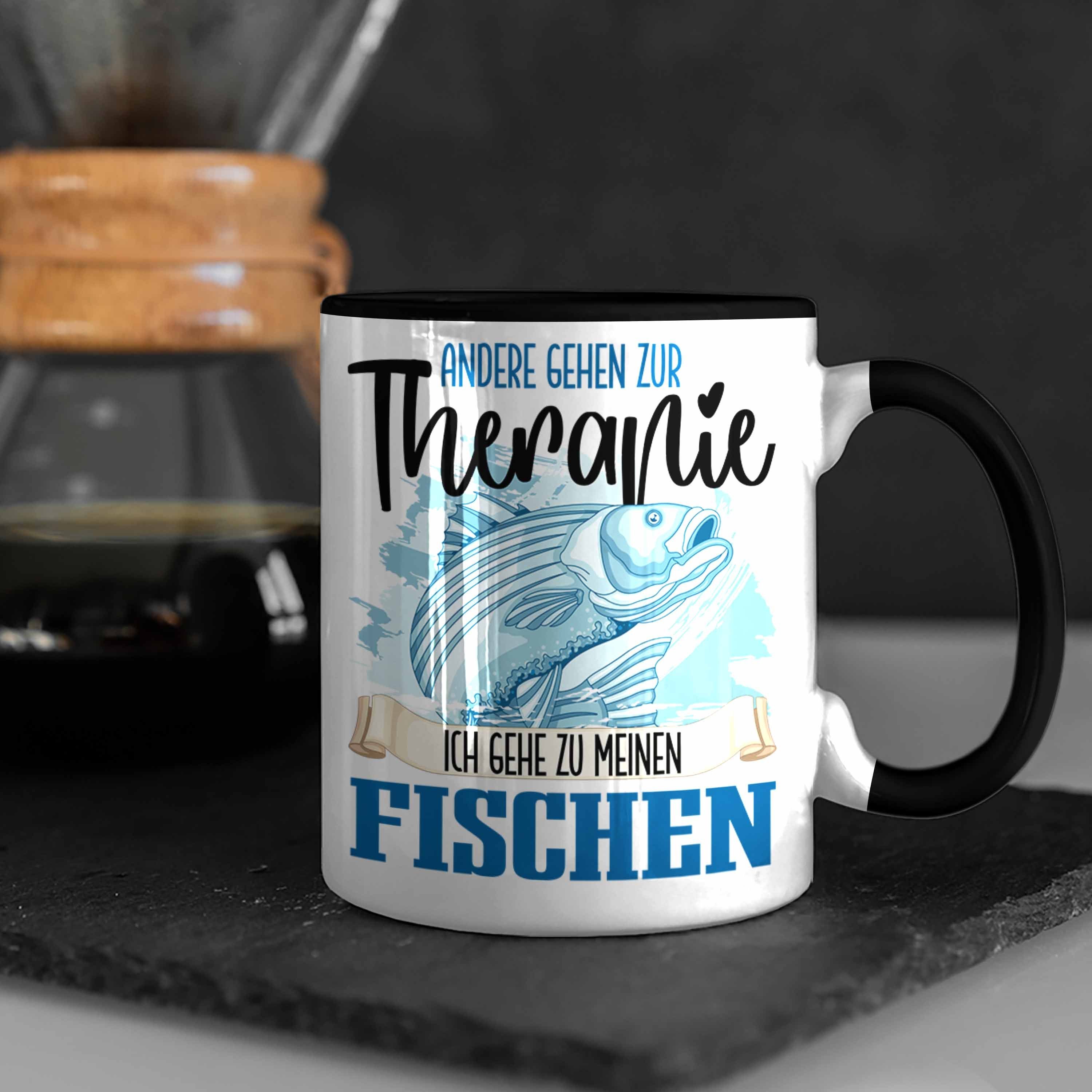 für Besitzer Trendation Trendation Tasse Geschenk Lustige Schwarz Therapie Fisch Angler Tasse -