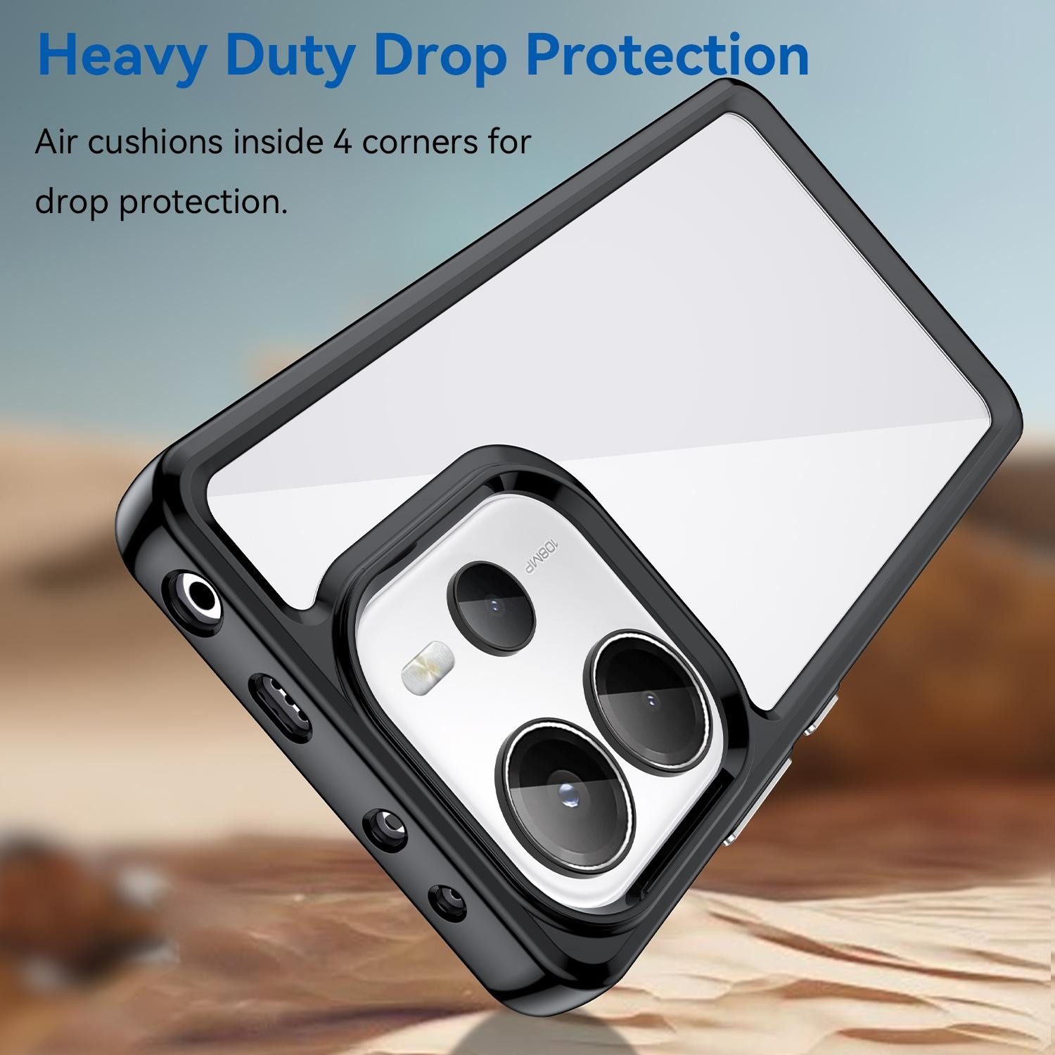 Wigento Handyhülle Für Xiaomi Redmi Note 14 4G Colorful TPU Acryl Hybrid Hülle Schwarz, Colorful Series Hybrid Schutzhülle