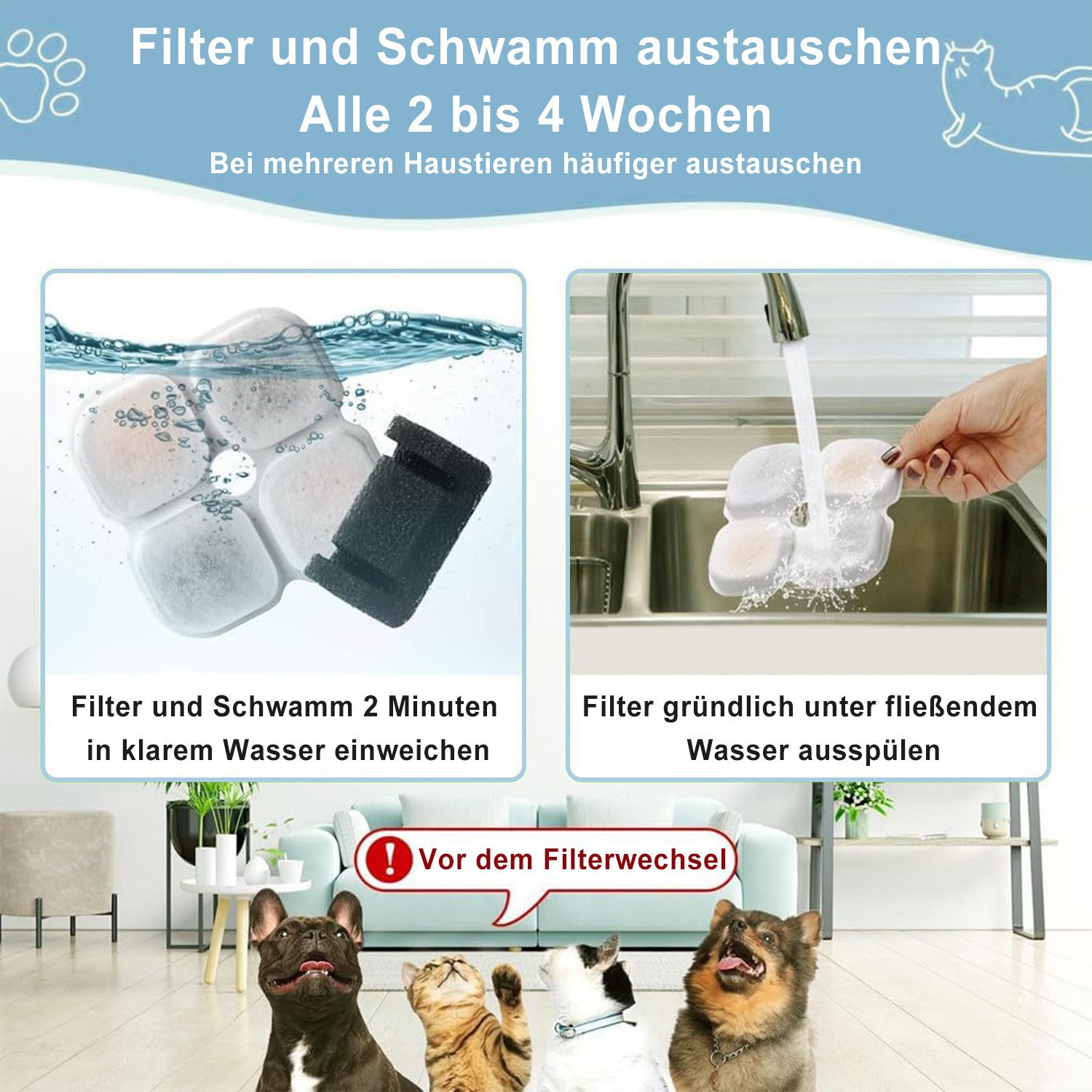 Refined Living Trinkbrunnen 12 tlg Katzenbrunnen Filters Katzen-Wasserbrunn günstig online kaufen