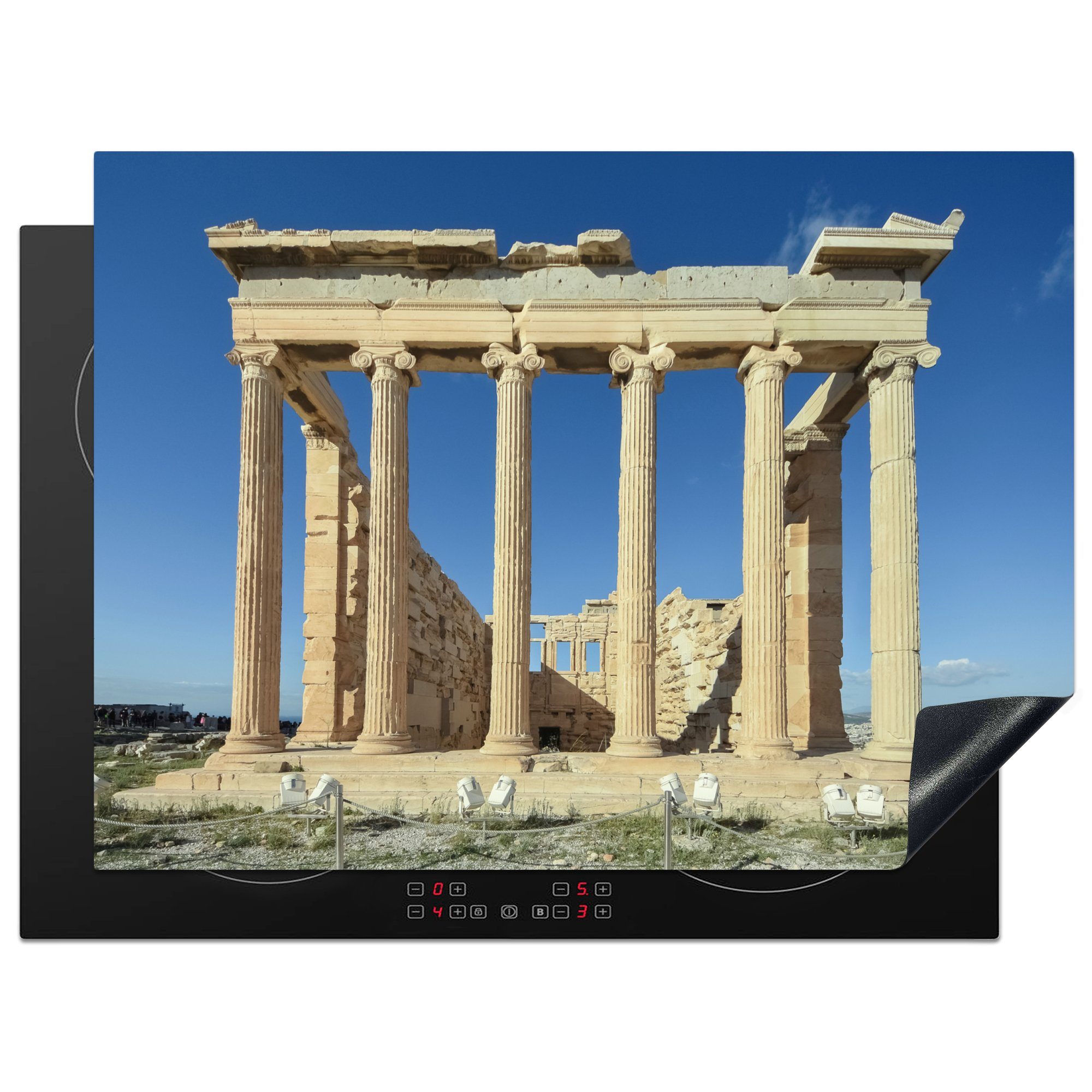 MuchoWow Herdblende-/Abdeckplatte Nahaufnahme des Tempels der Athene, Vinyl, (1 tlg), 70x52 cm, Mobile Arbeitsfläche nutzbar, Ceranfeldabdeckung