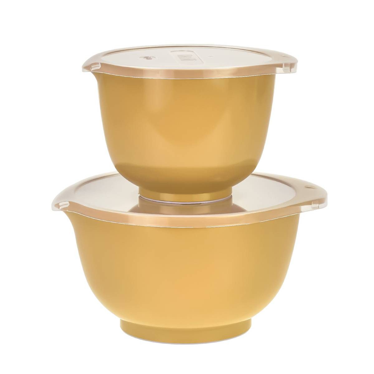 ROSTI Rührschüssel "Margrethe New" 1,5 und 3 Liter Set mit Deckel, Kunststoff, (Spar-Set, 2-tlg), spülmaschinenfest, auch für Mikrowelle und Gefrierschrank (gelb)