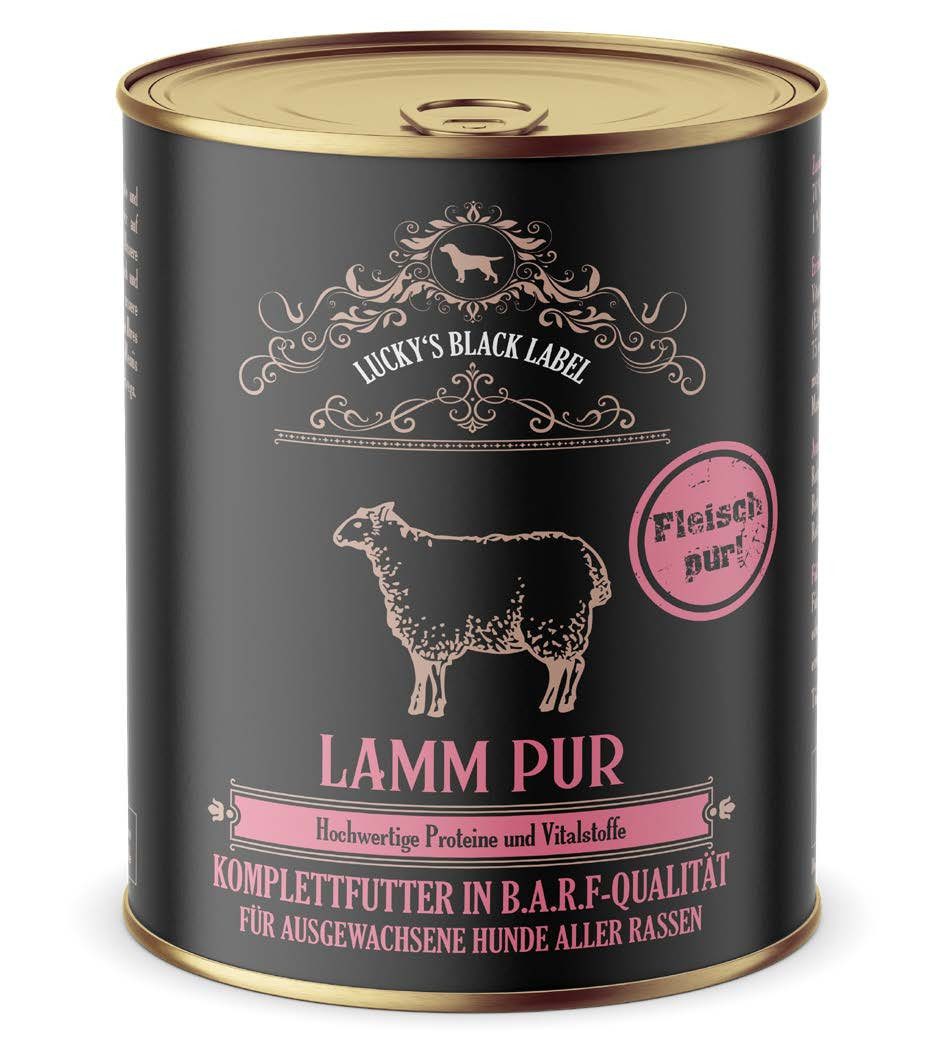 Lucky´s Black Label Lamm PUR, 800g, Mono Protein, Pures Lammfleisch, Barf Qualität