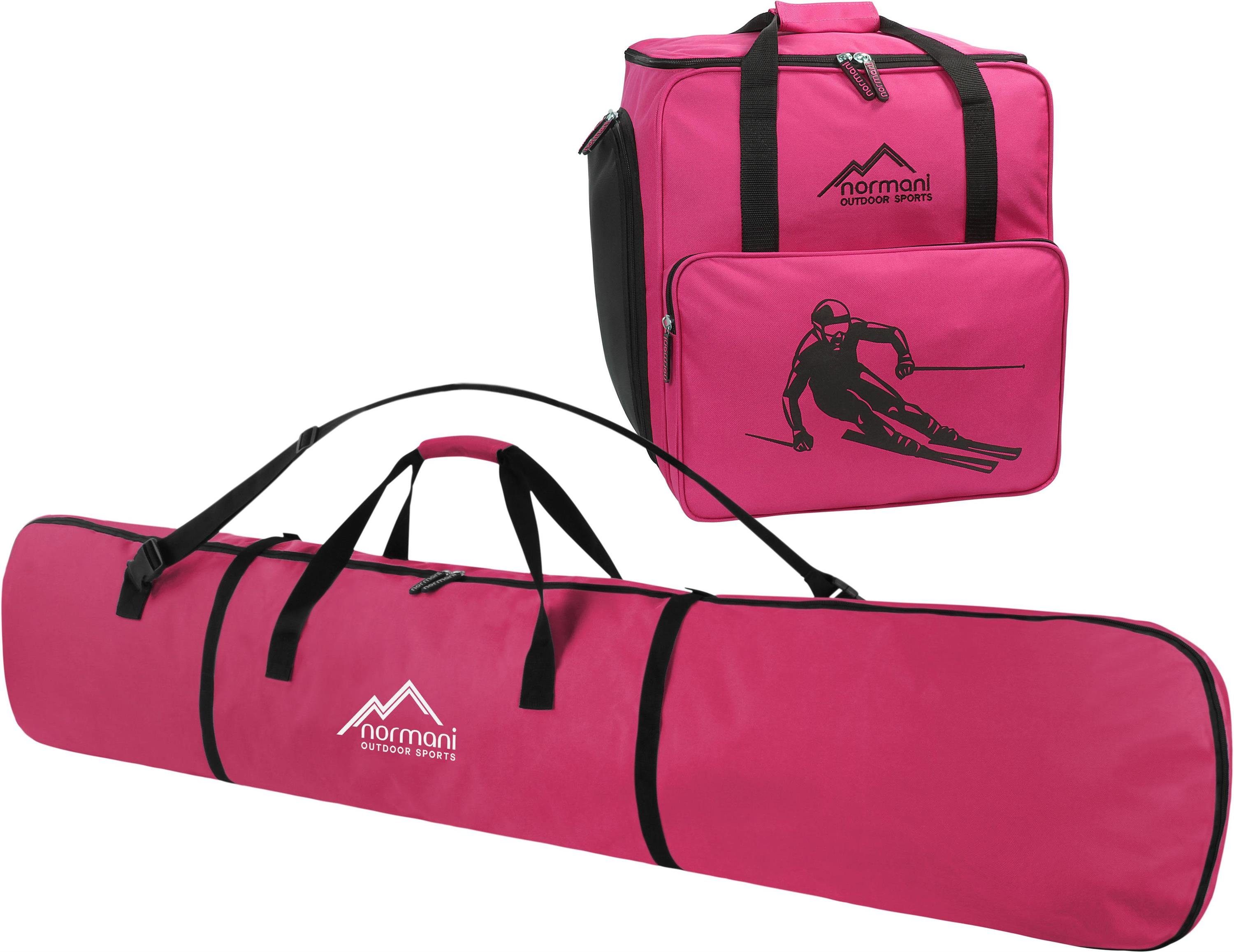 normani Sporttasche, Skiset Skibag gepolsterte Skitasche Skisack für 1 Paar Ski, Skischuhe und Stöcker Pink
