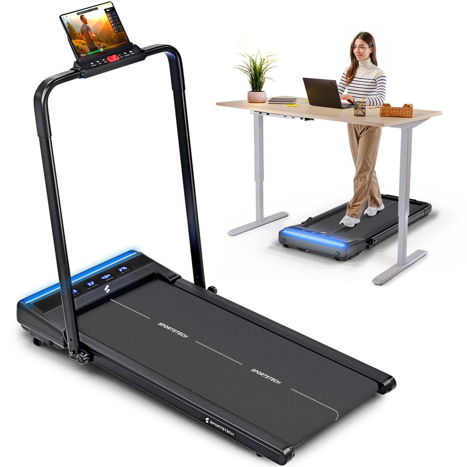 Sportstech Laufband sWalk Lite Plus, Mit interaktiver LED