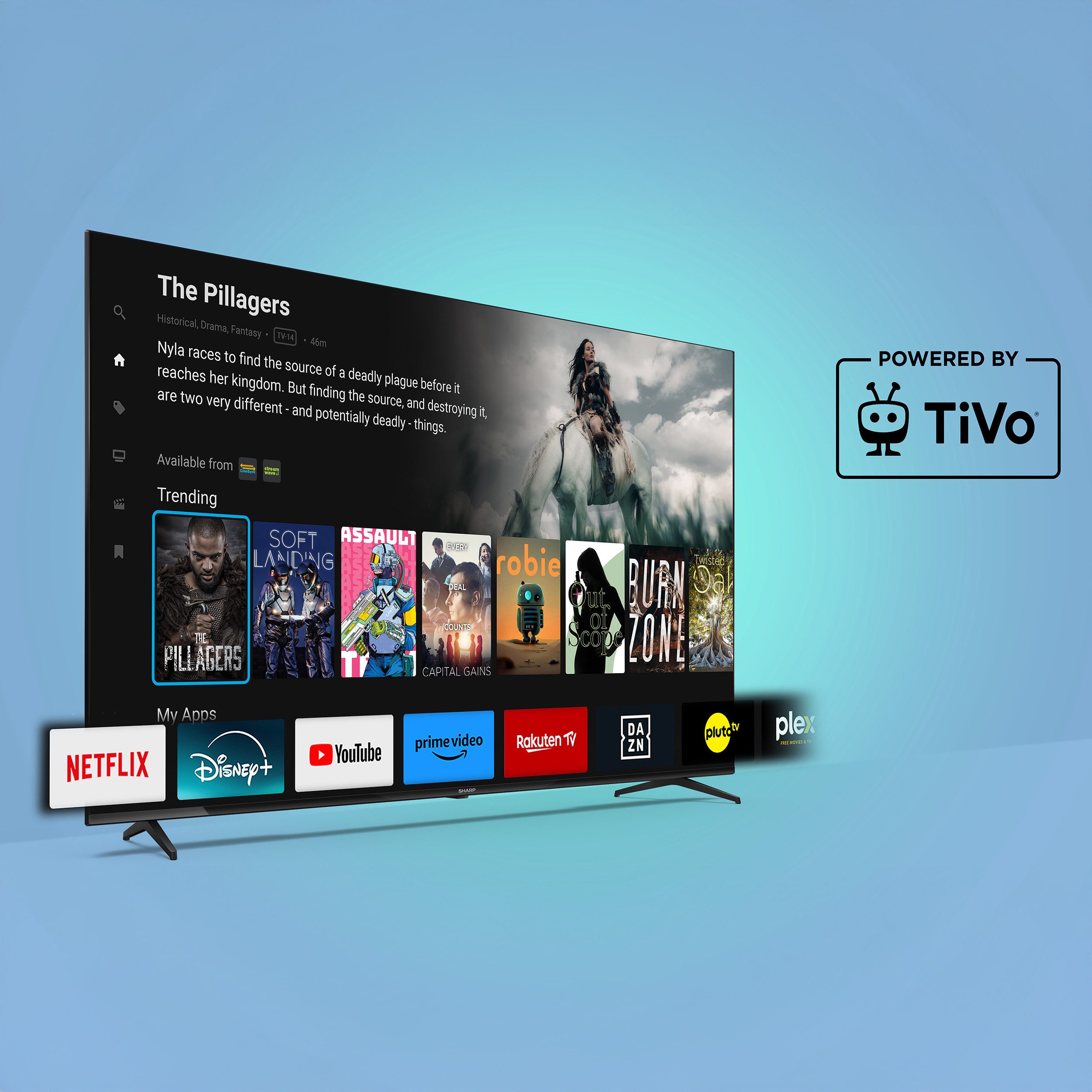 Sharp 50HM5745E QLED-Fernseher (126 cm/50 Zoll, 4K Ultra HD, Smart TV powered by TiVo, Smart TV by TiVo, HDR Dolby Vision & Atmos, Triple-Tuner)