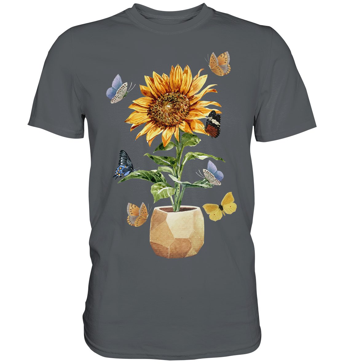 Tigerlino T-Shirt Schmetterling Sonnenblumen Shirt Gärtner günstig online kaufen