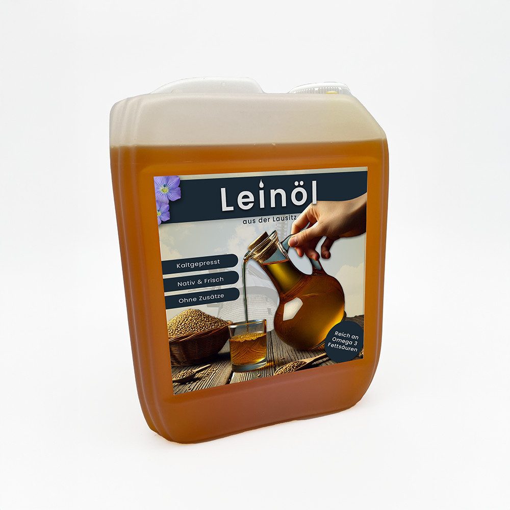 Hoyo Technology GmbH Leinöl für Tiere – 5 L - Hochwertiges Futtermittel für Pferden, Hunde, Ergänzungsfuttermittel für: Hunde, Katzen, Pferde, Meerschweinchen