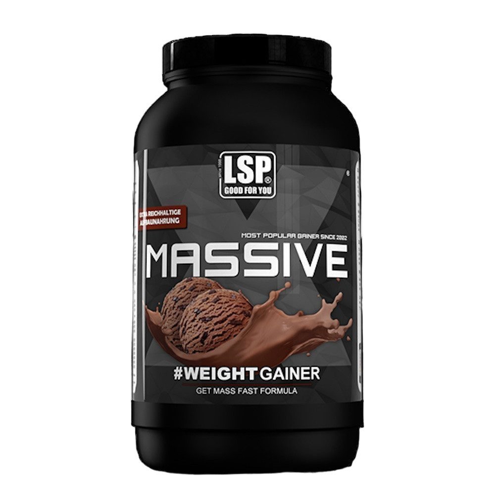 LSP MASSIVE X® Weight Gainer (1200g), Double Chocolate Pulver, 1 er Dose à 1 St., 1200 g, Ohne künstliche Zusatzstoffe, Reich an Proteinen, Leicht löslich