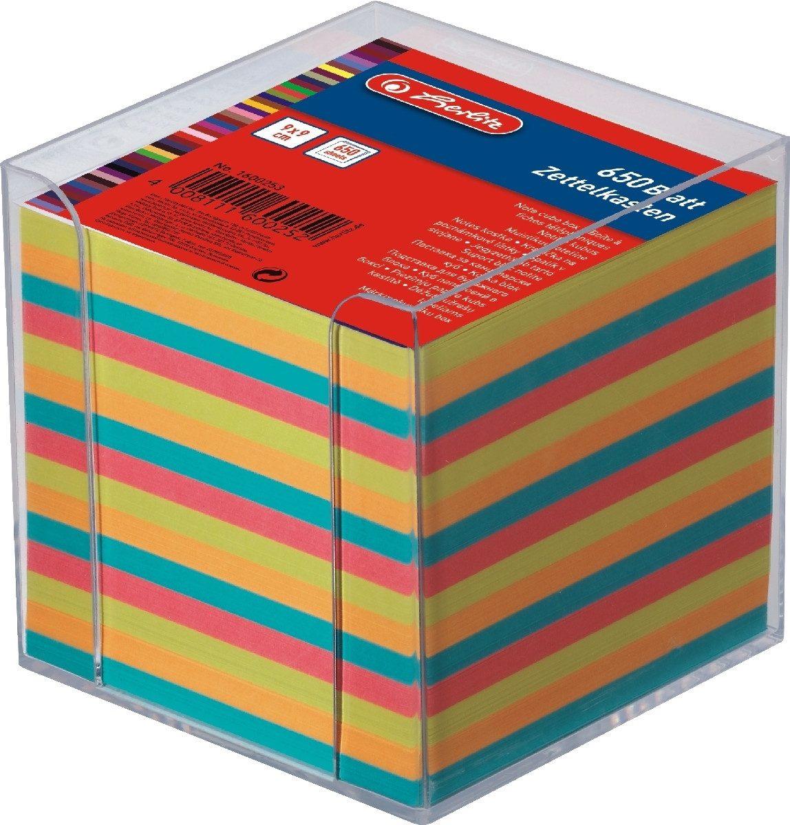 Notizzettel Zettelkasten 9x9cm farbig Big 9