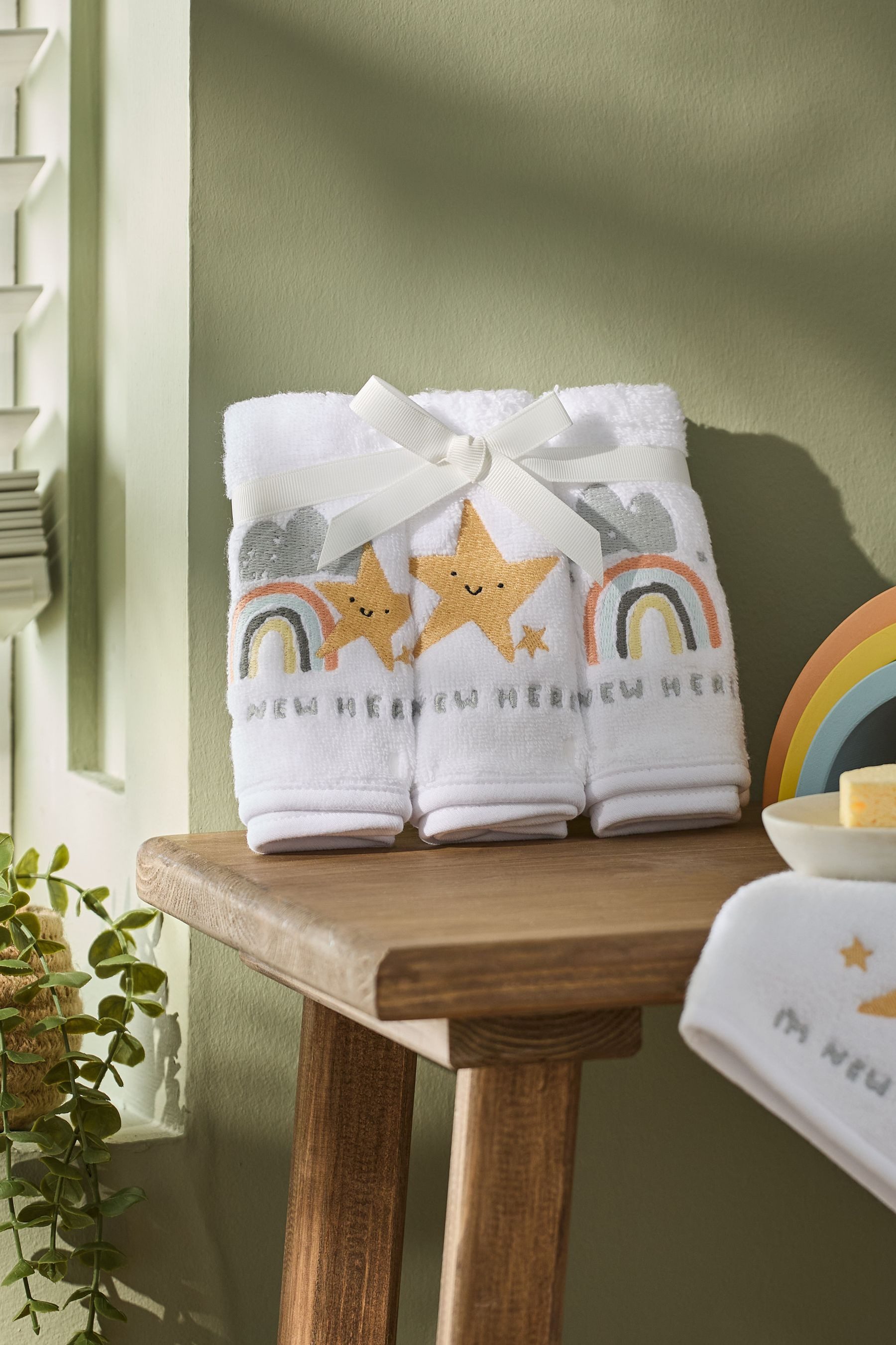 Next Handtücher 3 Stk. Waschlappen 100 % Baumwolle „I‘m New Here“, (3-St)