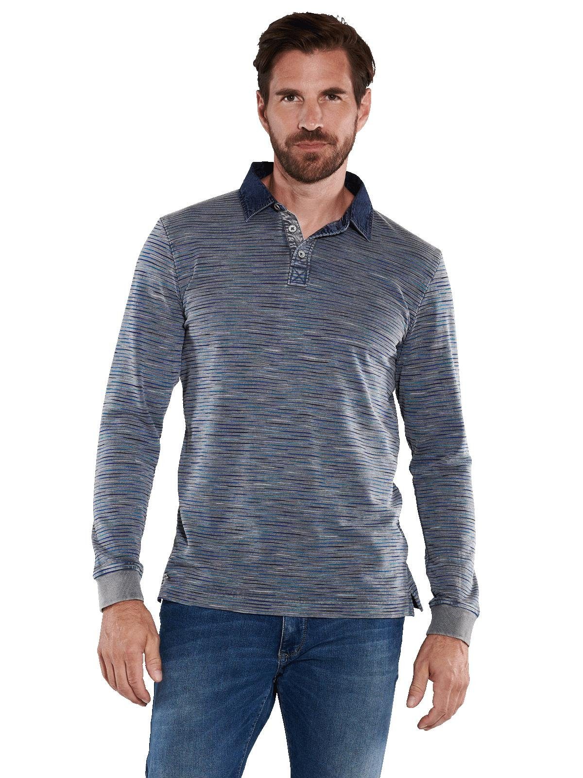 Engbers Langarm-Poloshirt engbers Herren Langarm-Shirt mit Polo-Kragen, Grau