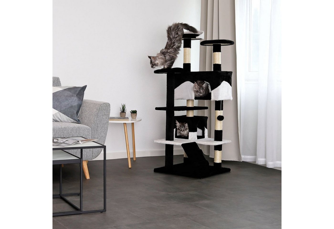 Thumbnail - lionto Kratzbaum Katzenkratzbaum Höhe 130 cm, schwarz/weiß