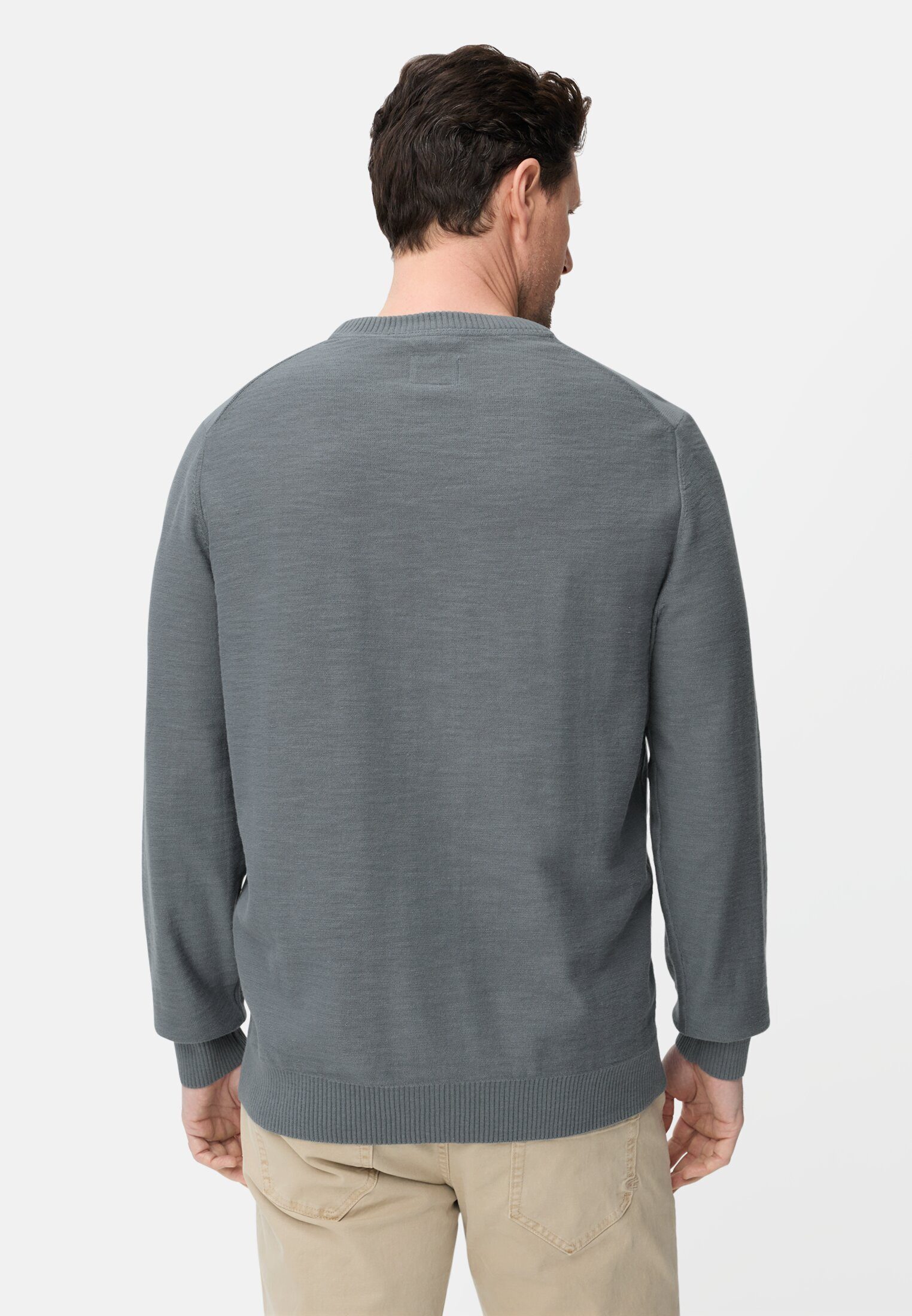 camel active Strickpullover aus reiner Baumwolle Langarm Markenlogo