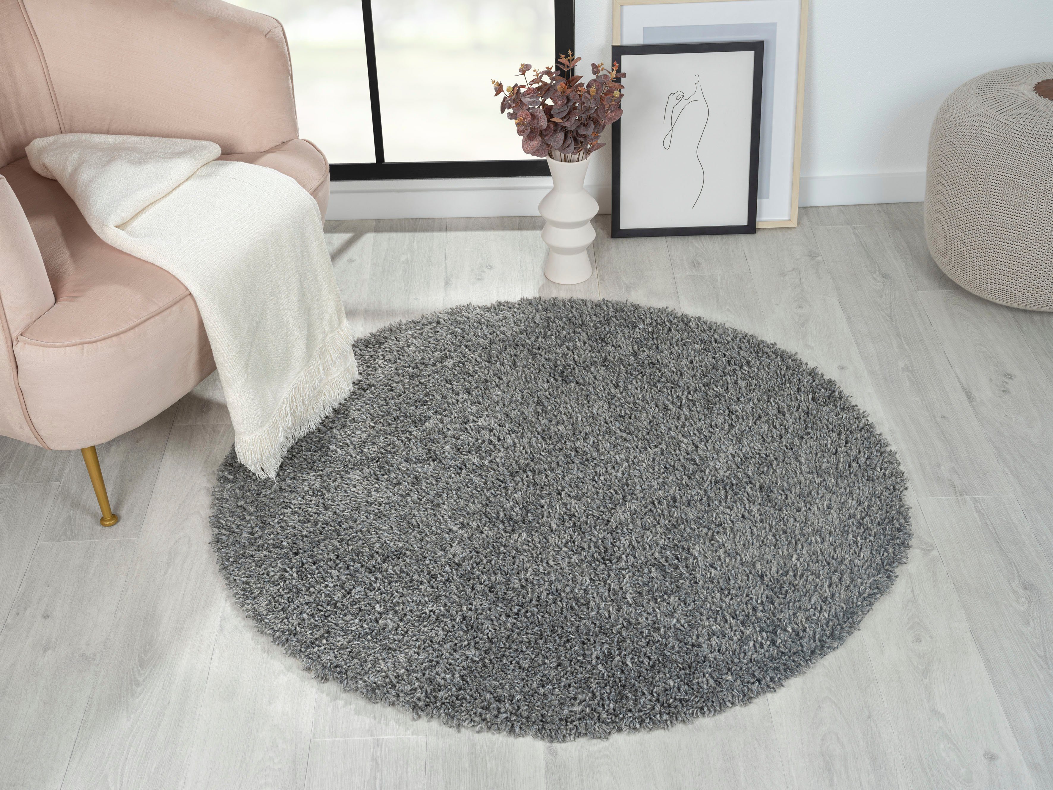 Myflair Möbel & Accessoires Hochflor-Teppich »My Shaggy«, rund, 37 mm Höhe, günstig online kaufen