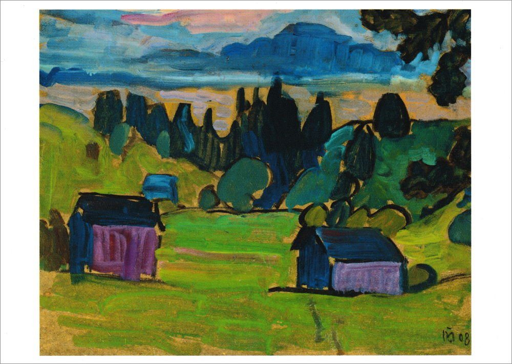 Postkarte Kunstkarte Gabriele Münter "Blick aufs Murnauer Moos"