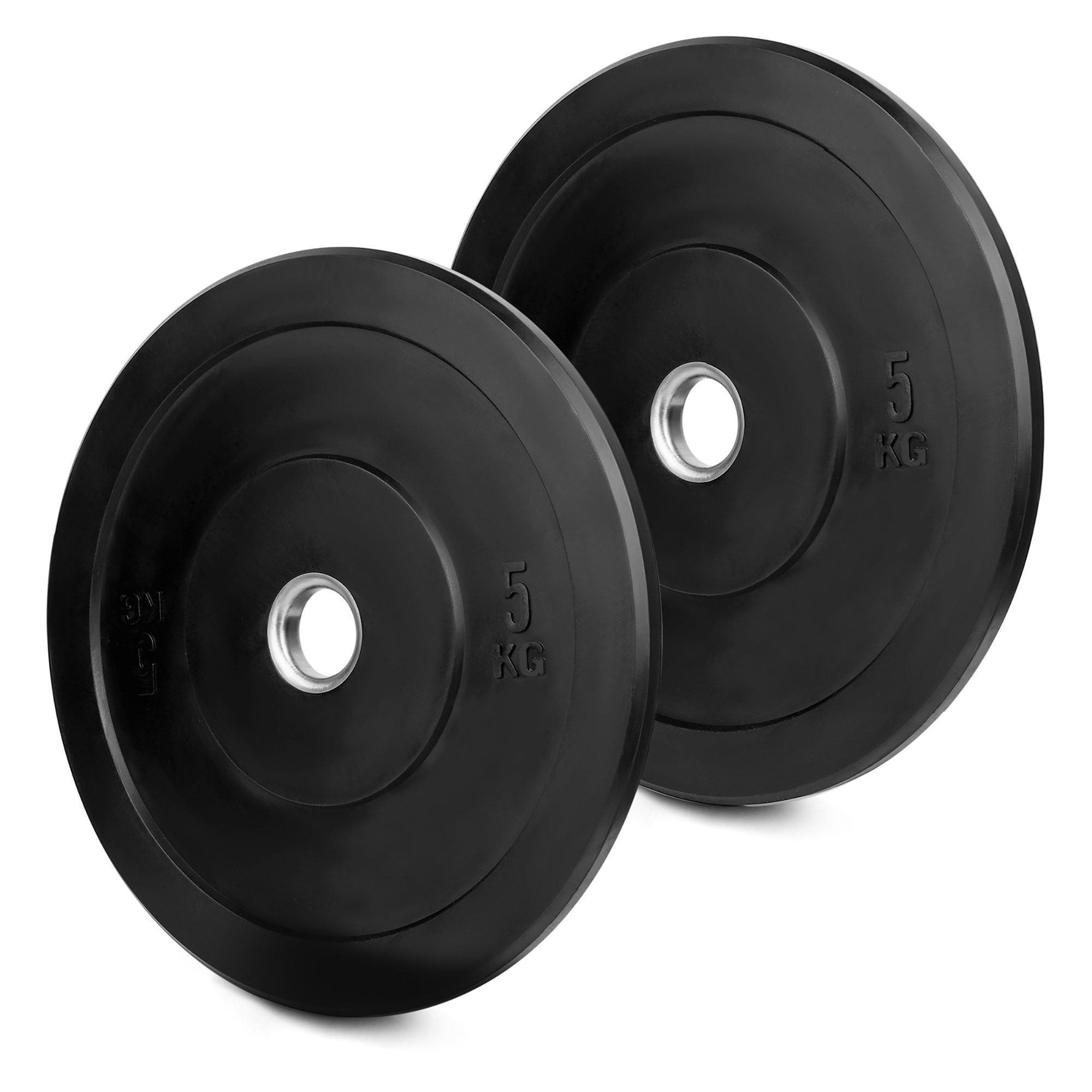 wuuhoo Hantelscheibe Olympische Hantelscheiben Bruce 50mm, 2er Set I Bumper Plates Stoss absorbierend mit Stahlbuchse I Langhantelgewichte schwarz I für Kraftsport und Hanteltraining