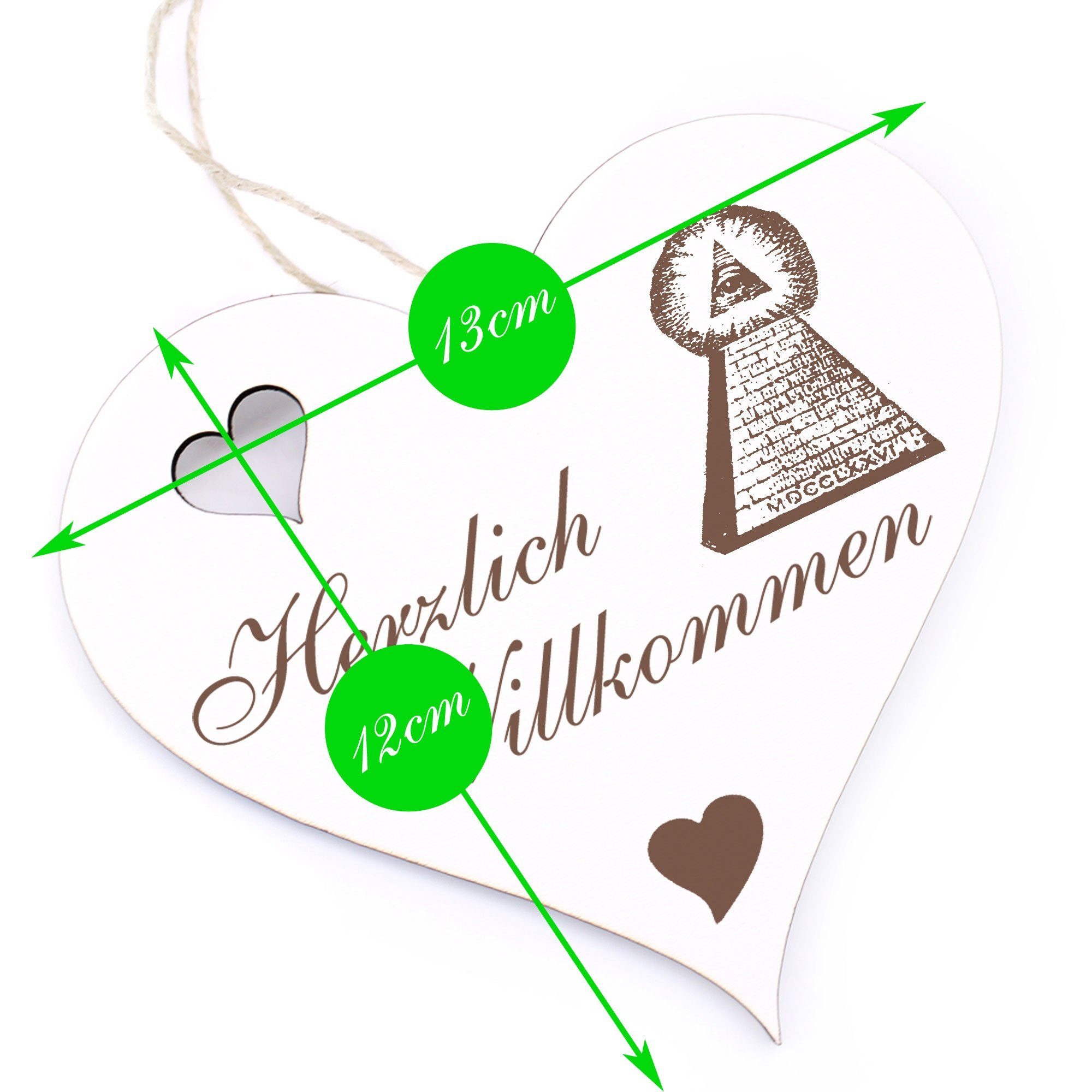 Freimaurerpyramide - Hängedekoration Willkommen - Herzlich Dekolando 13x12cm