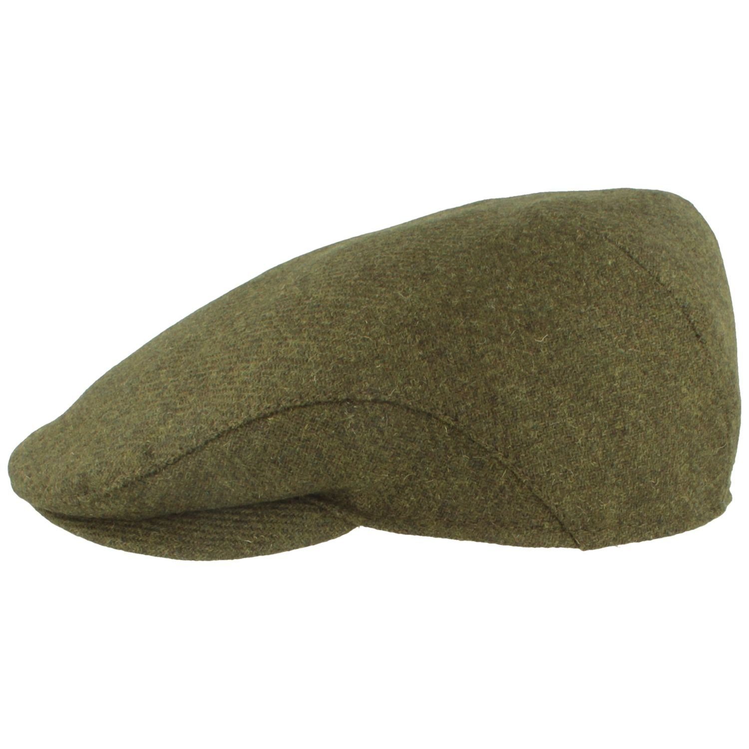 Breiter Schiebermütze Flatcap mit Ohrenklappen oliv aus 35.13.1.021 Wolle