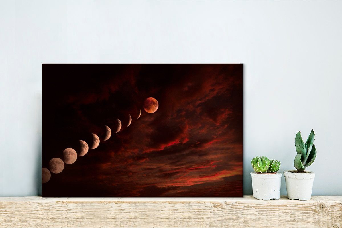 Rot, Wolken Leinwandbild - Wanddeko, 30x20 OneMillionCanvasses® Leinwandbilder, Mond St), cm (1 Wandbild Aufhängefertig, -