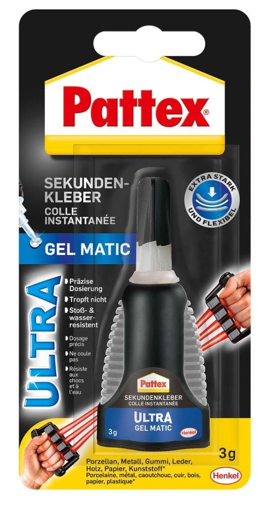 Pattex Bastelkleber Pattex Sekundenkleber Ultra 3 g Spender Gel Matic