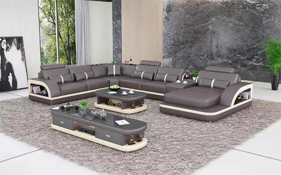 JVmoebel Ecksofa, Wohnlandschaft Couch Polster Sofa Garnitur 3tlg. Set Couchtisch