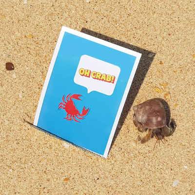 Bow & Hummingbird Postkarte Postkarte Oh crab, 100 % Recyclingpapier