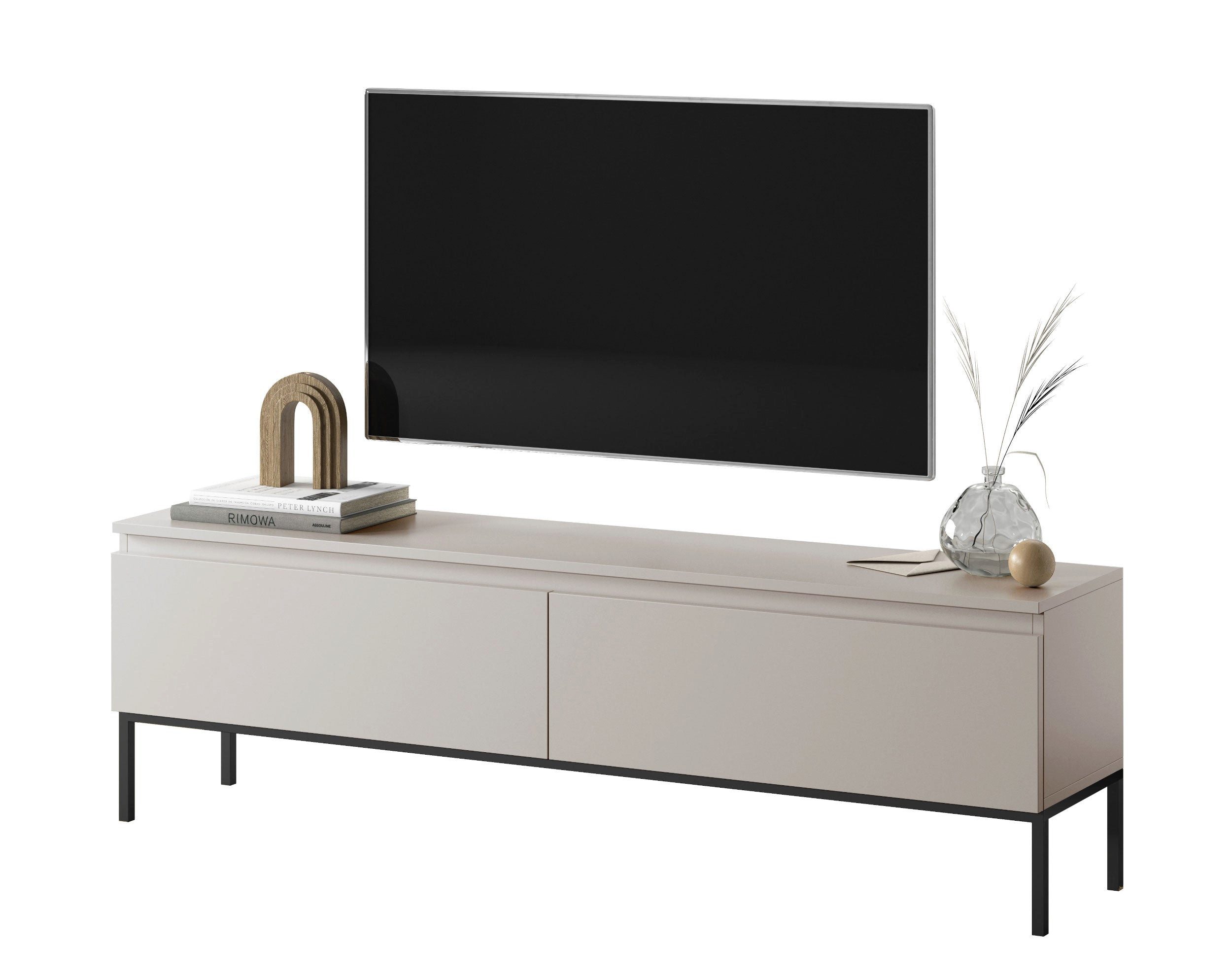 Selsey TV-Schrank BEMMI 2-türig mit Metallgestell, grifflos
