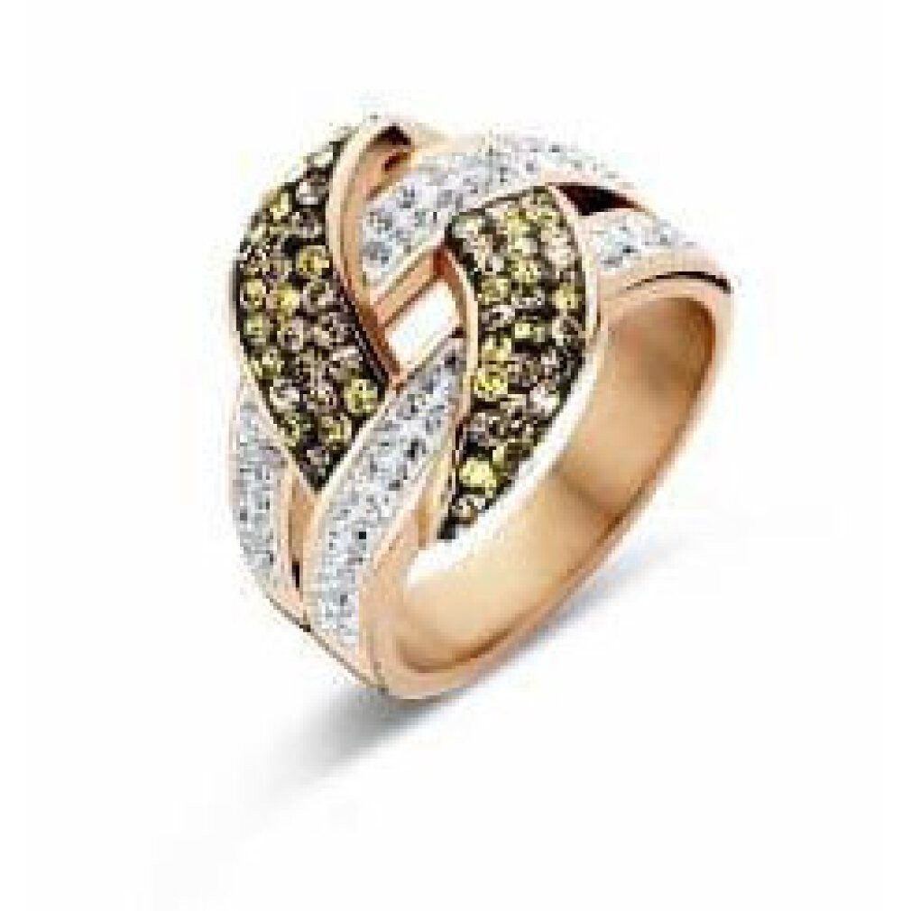 Javoli.com Fingerring Victoria Roségoldfarbener Ring mit bunten Steinen