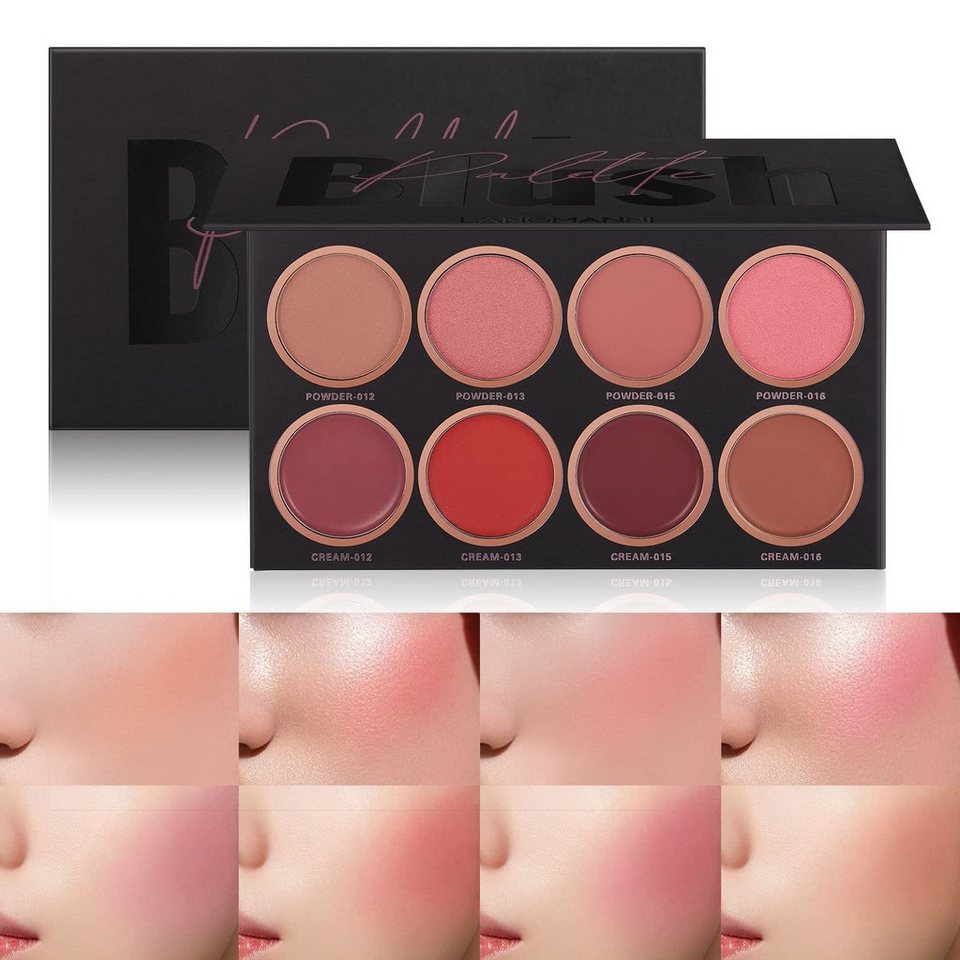 POCHUMIDUU Rouge 8 Farben Make-up Rouge Palette, aufhellende  Teint-Reparatur, Matte,Grundierung für Augen und Gesicht