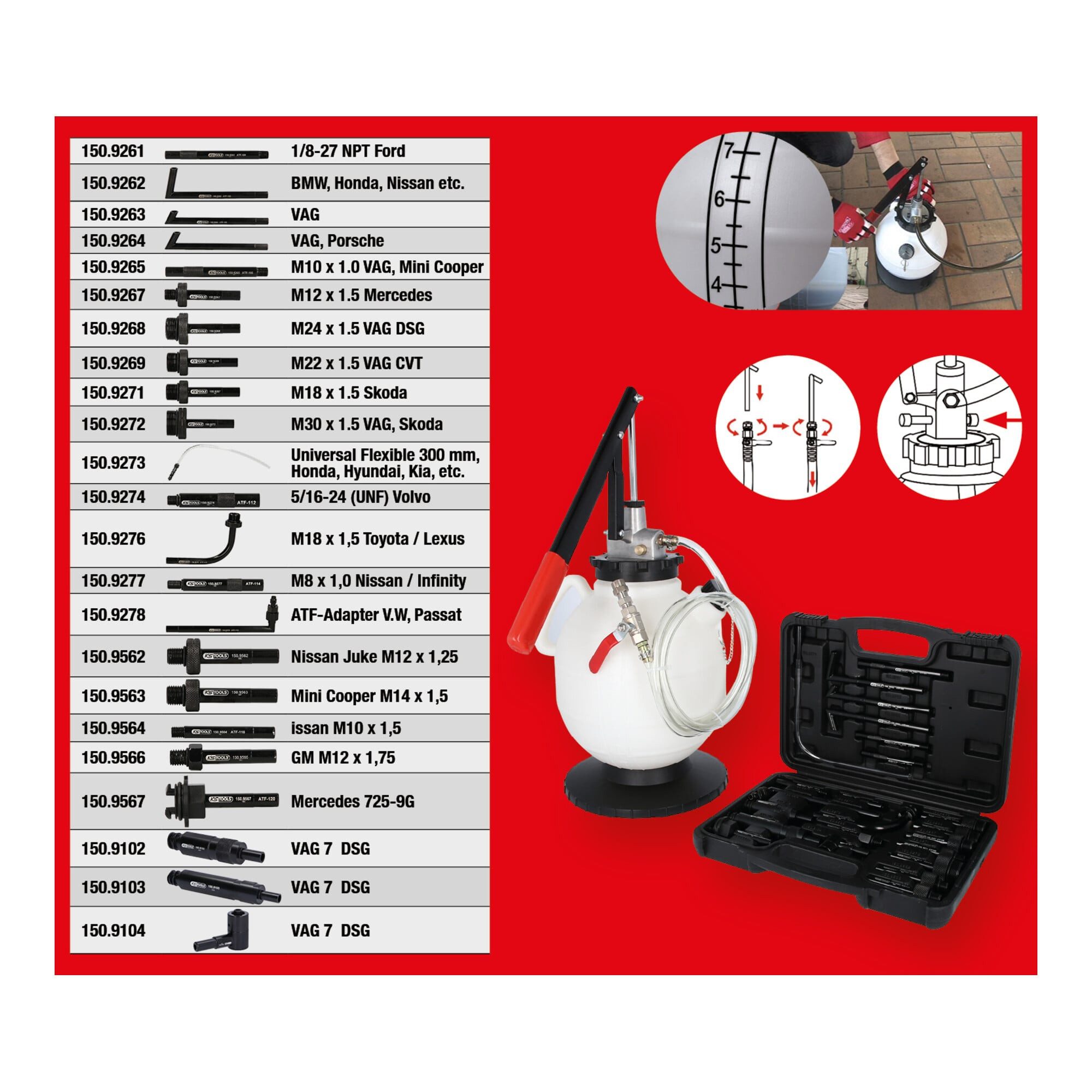 KS Tools CEE-Kupplung KS Tools Universal Getriebeöl-Füllsystem-Satz mit 23-tlg. Adaptersatz