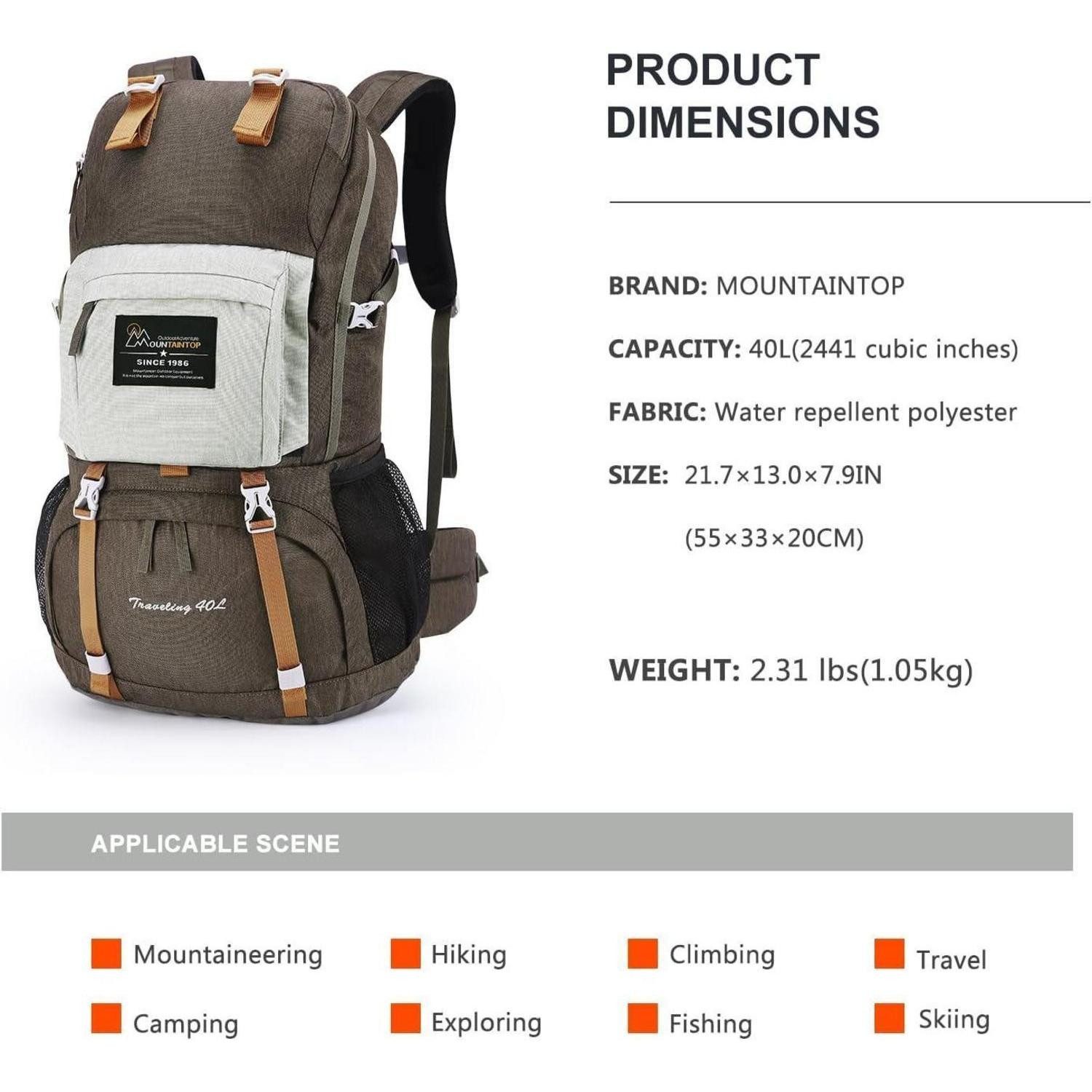 LuxusKollektion Wanderrucksack Wanderrucksack Trekkingrucksack Herren Damen 40 Liter Braun