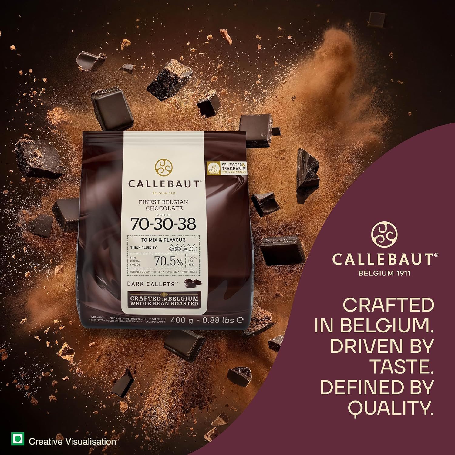 Callebaut Schokolade CALLEBAUT, Rezept No. 70-30-38, Zartbitter Schokoladenkuvertüre, 400 g