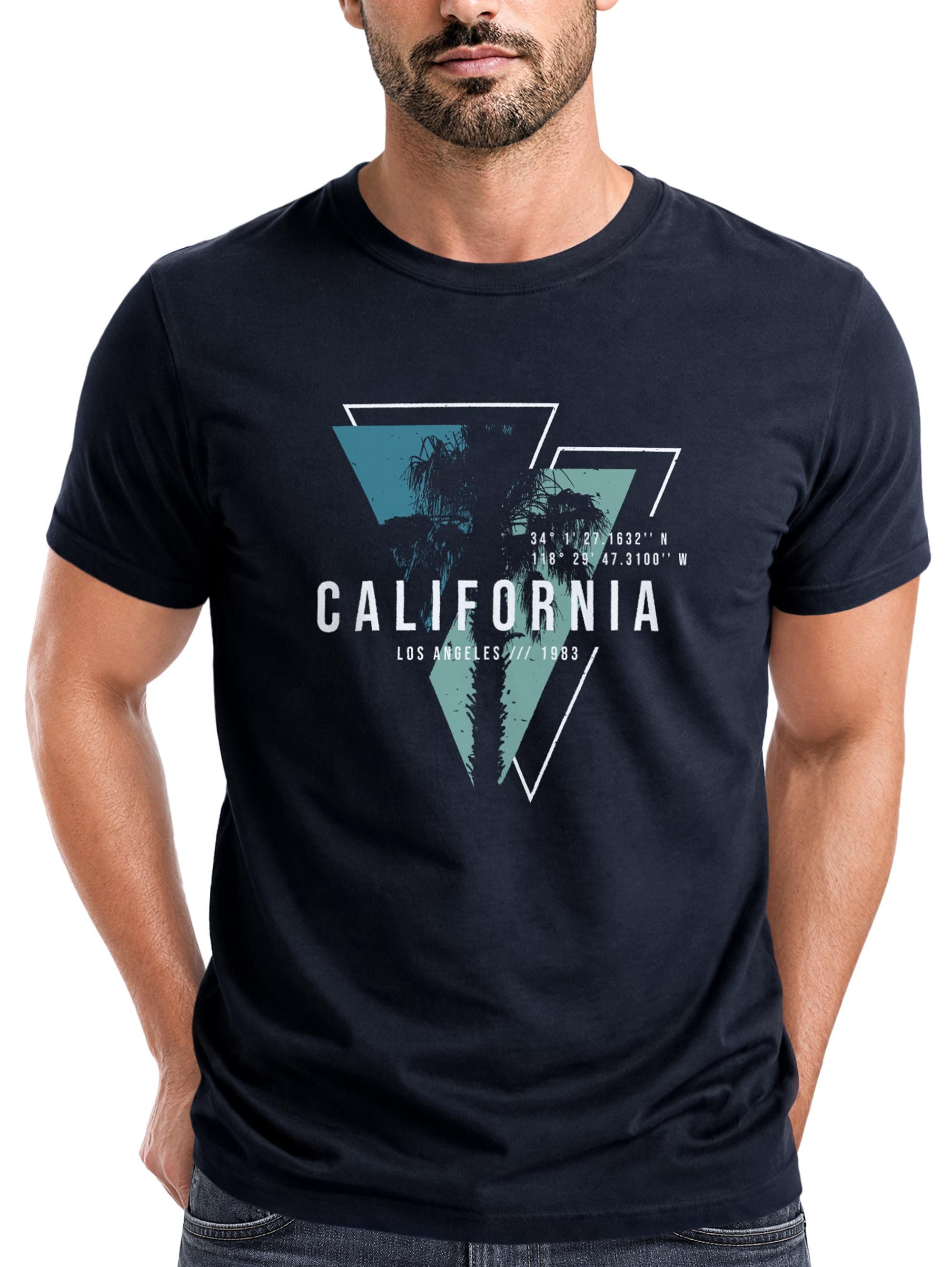 Neverless Print-Shirt Herren T-Shirt California Los Angeles Surfing Motiv Sommer Fashion mit Print