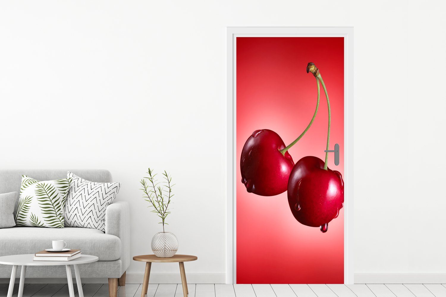 MuchoWow Türtapete Kirschen Türaufkleber, (1 75x205 Obst Fototapete - bedruckt, - für Rot, Tür, St), cm Matt