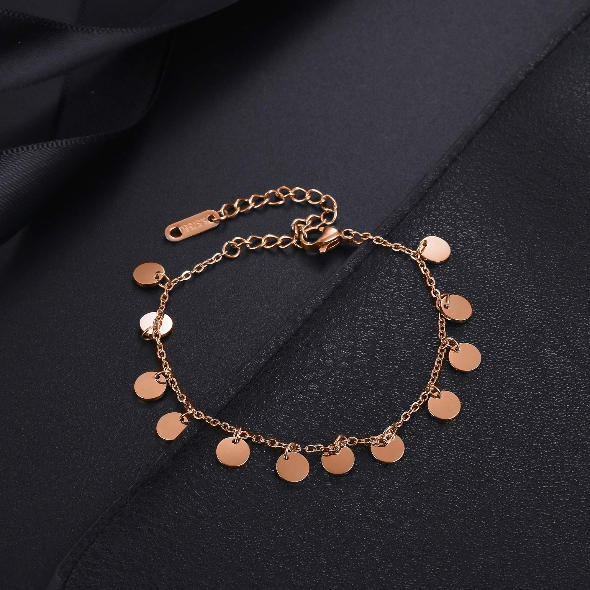Kim Johanson Schmuckset Plättchen (Set, 3-tlg., inkl. Schmuckbox), aus Edelstahl, Kette, Armband & Fußkette, verstellbar
