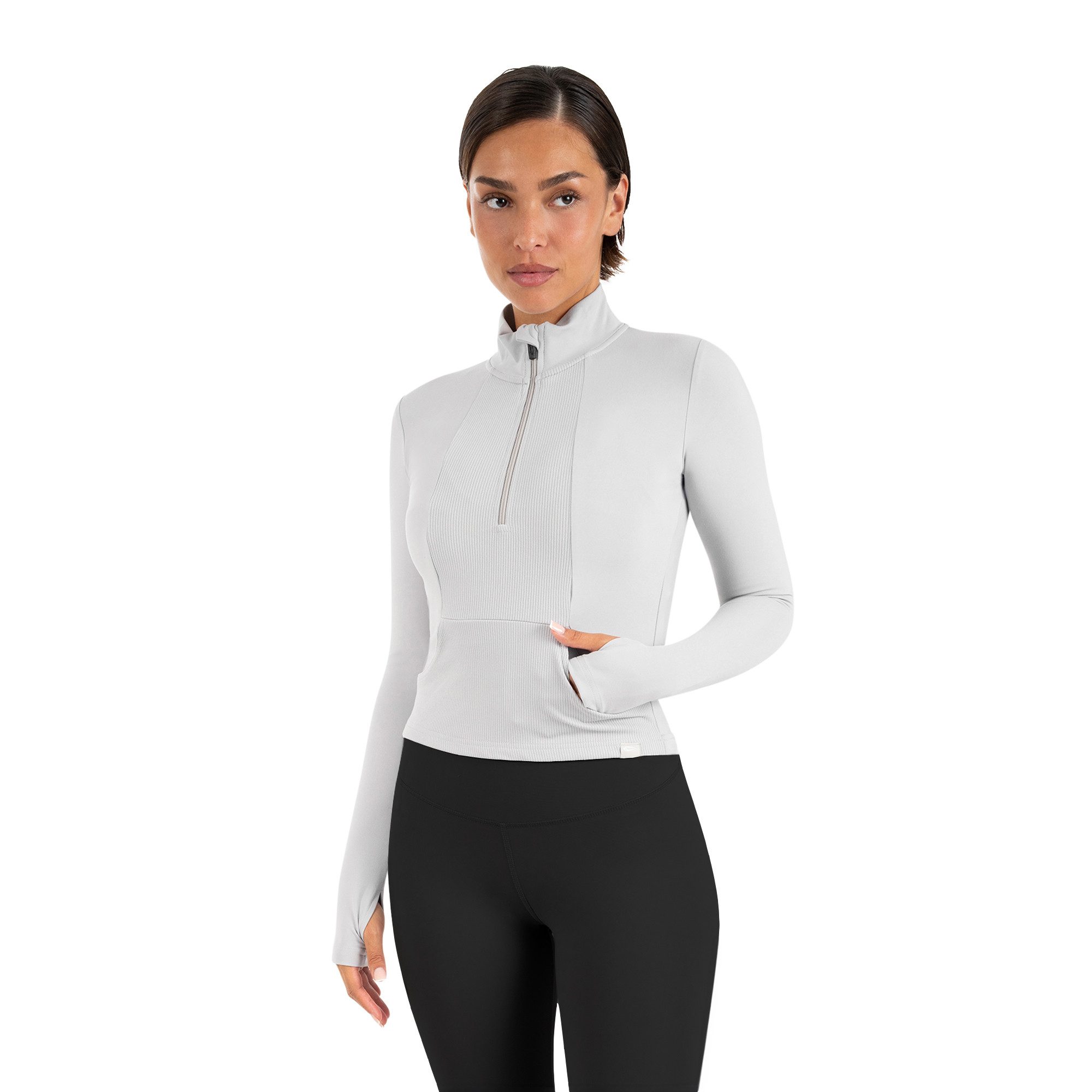 Smilodox Longsleeve Naveya Damen, Half Zip Sweatshirt, Slim Fit, für Gym, Training Half Zip, Stehkragen, Stretch Material, elastisch