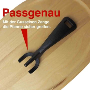 PROREGAL® Grillpfanne Pfanne Gusseisen, inkl. Tablett & Griff, 27,3x18,7cm