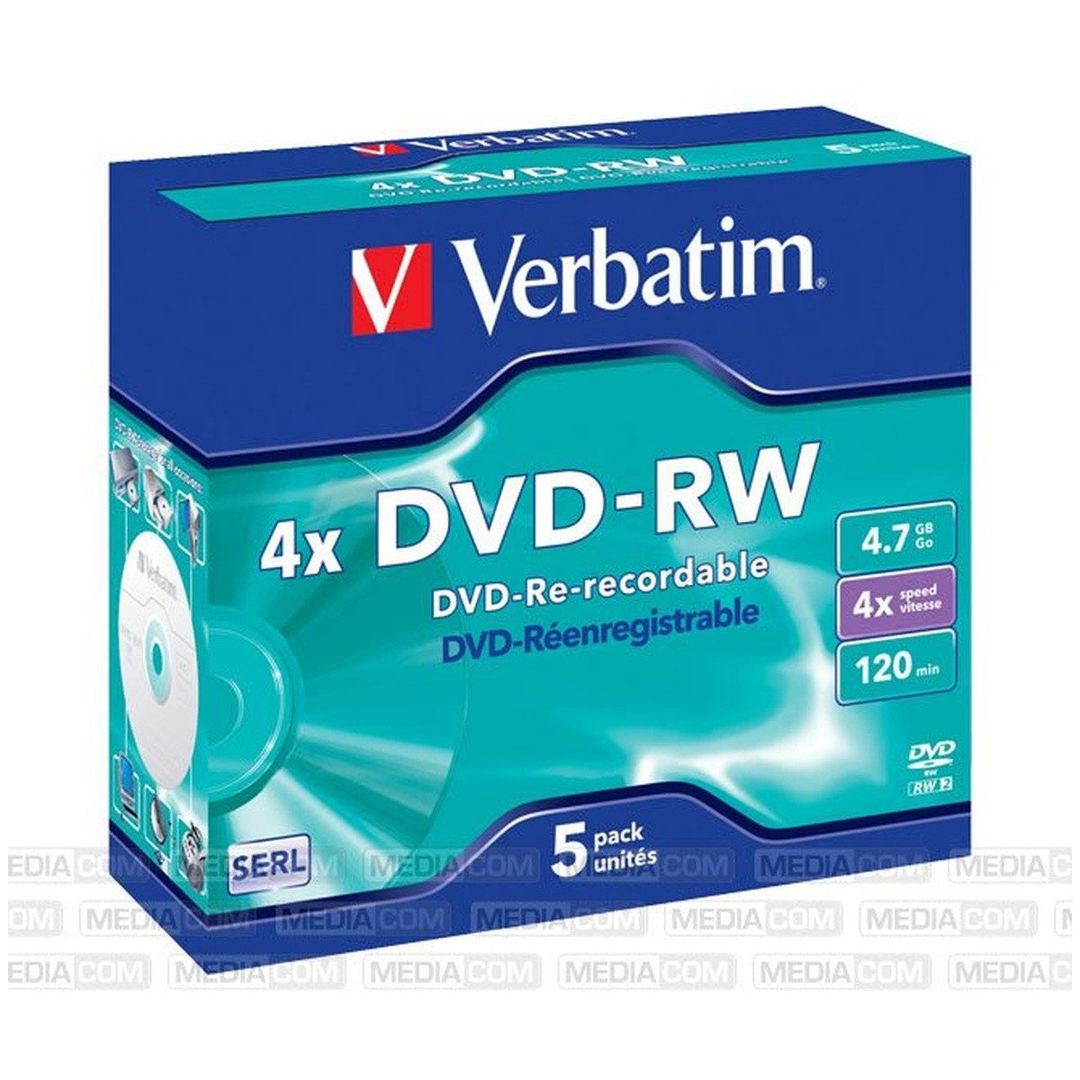 Verbatim DVD-Rohling Verbatim DVD-RW 4.7GB 4x Jewelcase 5er Matt Silver