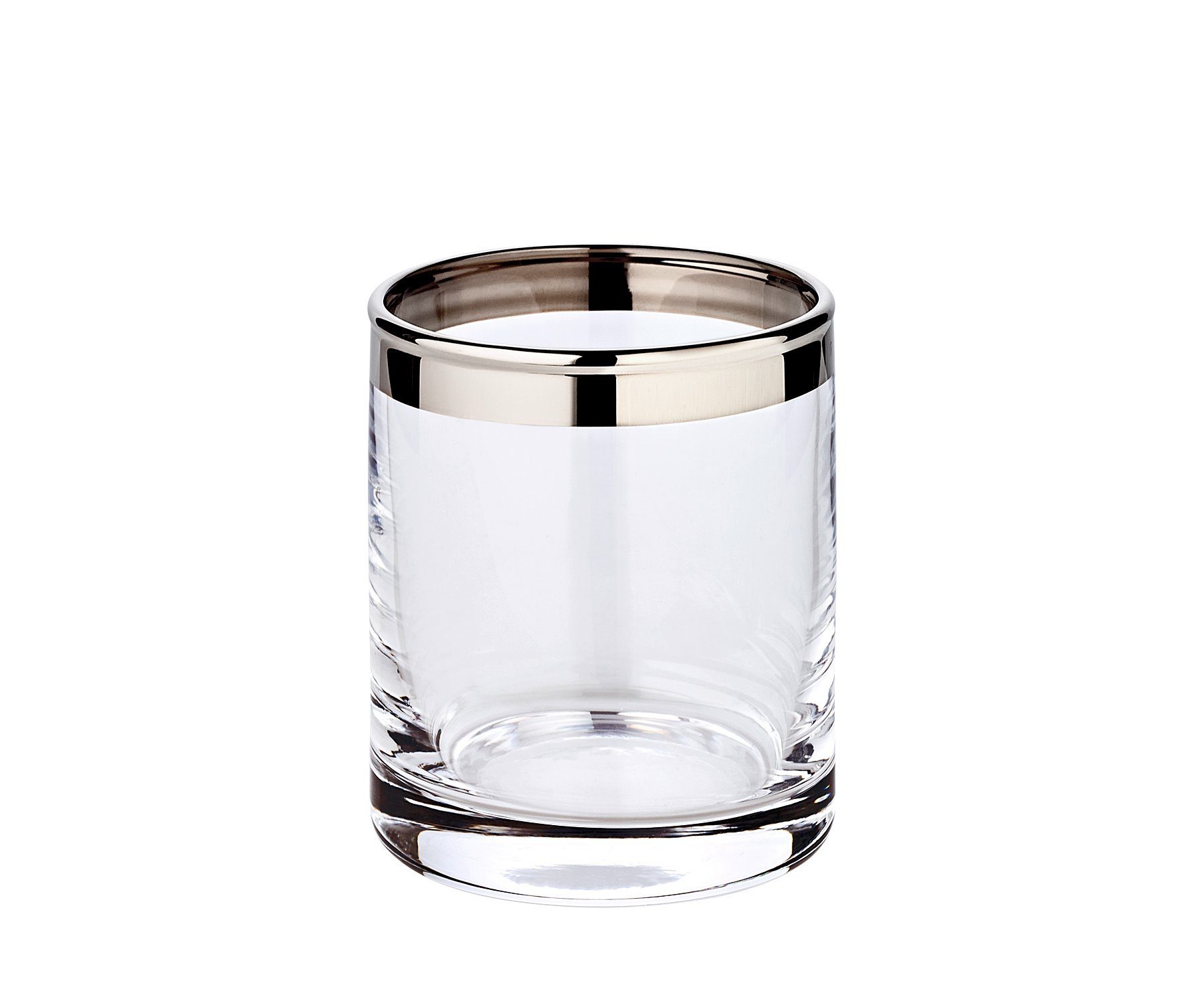 EDZARD Windlicht Molly, Höhe 8 cm, Ø 7 cm, Kristallglas mit Platinrand, für Stumpenkerzen